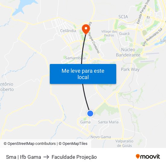 Sma | Ifb Gama to Faculdade Projeção map