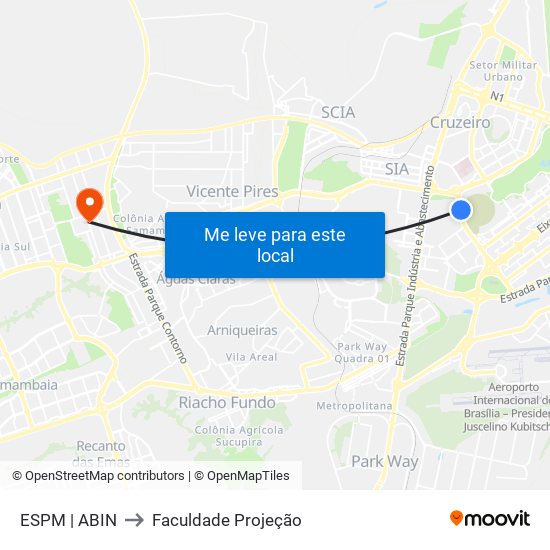 ESPM | ABIN to Faculdade Projeção map