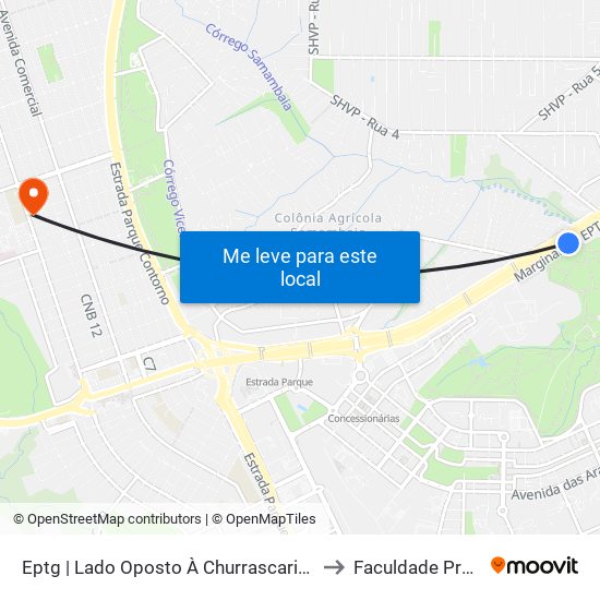 Eptg | Lado Oposto À Churrascaria Búfalo Bill to Faculdade Projeção map