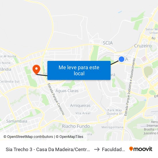 Sia Trecho 3 - Casa Da Madeira/Centro De Referência Do Trabalhador to Faculdade Projeção map