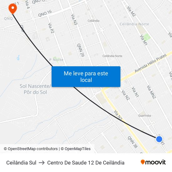 Ceilândia Sul to Centro De Saude 12 De Ceilândia map