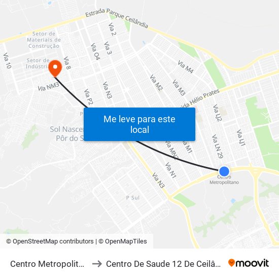 Centro Metropolitano to Centro De Saude 12 De Ceilândia map