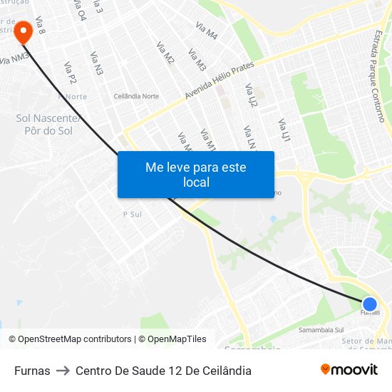 Furnas to Centro De Saude 12 De Ceilândia map