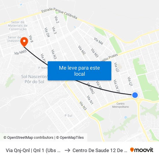 Via Qnj-Qnl | Qnl 1 (Ubs 3 / Ced 6) to Centro De Saude 12 De Ceilândia map