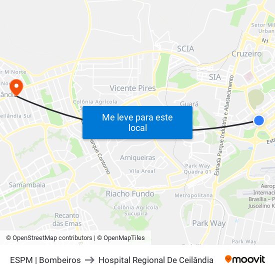 Setor Policial Sul | Corpo De Bombeiros to Hospital Regional De Ceilândia map