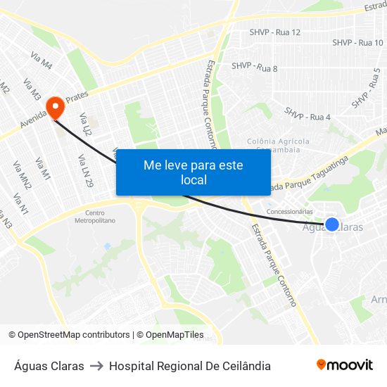Águas Claras to Hospital Regional De Ceilândia map