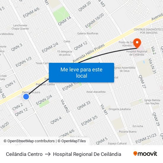 Ceilândia Centro to Hospital Regional De Ceilândia map