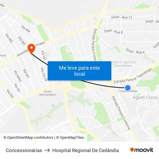 Concessionárias to Hospital Regional De Ceilândia map