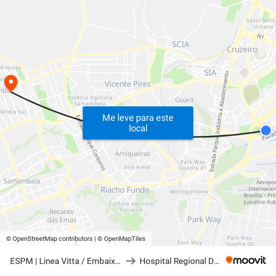 ESPM | Linea Vitta / Embaixada do Iraque to Hospital Regional De Ceilândia map