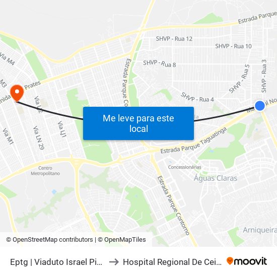 Eptg | Viaduto Israel Pinheiro to Hospital Regional De Ceilândia map