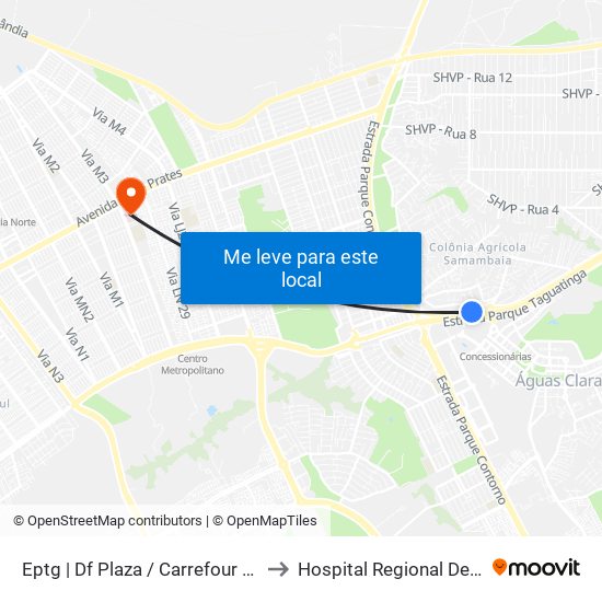 Eptg | Df Plaza / Carrefour / Sam's Club to Hospital Regional De Ceilândia map