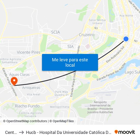 Central to Hucb - Hospital Da Universidade Católica De Brasília map