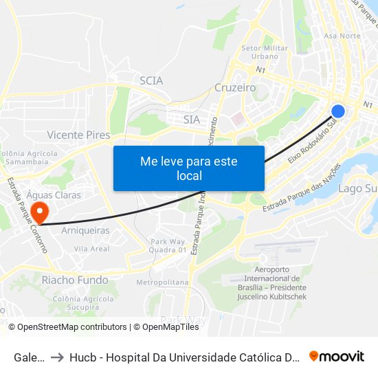 Galeria to Hucb - Hospital Da Universidade Católica De Brasília map