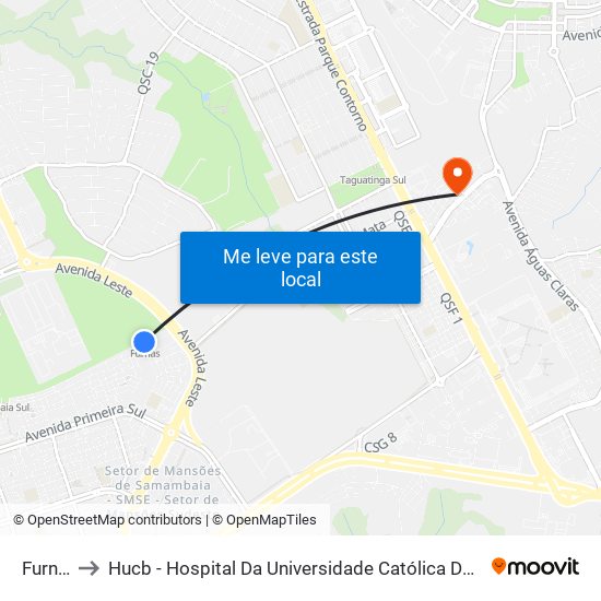 Furnas to Hucb - Hospital Da Universidade Católica De Brasília map