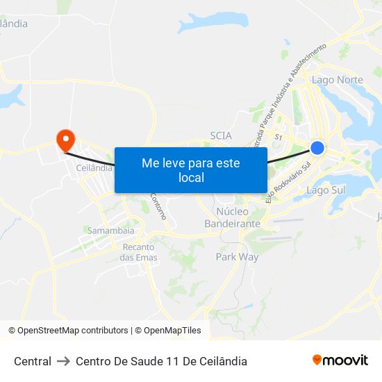 Central to Centro De Saude 11 De Ceilândia map