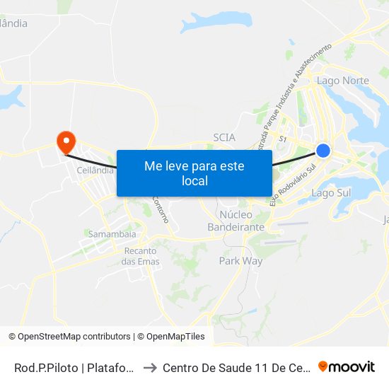 Rod.P.Piloto | Plataforma C to Centro De Saude 11 De Ceilândia map