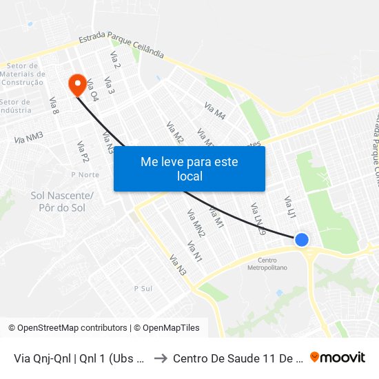 Via Qnj-Qnl | Qnl 1 (Ubs 3 / Ced 6) to Centro De Saude 11 De Ceilândia map