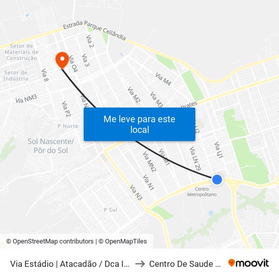 Via Estádio | Atacadão / Dca II / Rodoviária / Estádio to Centro De Saude 11 De Ceilândia map