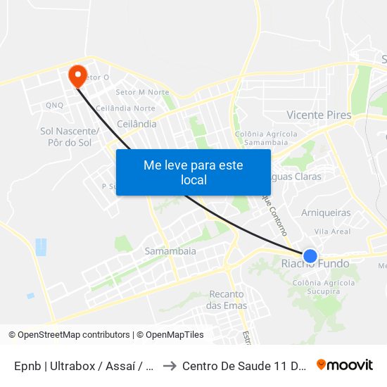 Epnb | Ultrabox / Assaí / Riacho Mall to Centro De Saude 11 De Ceilândia map