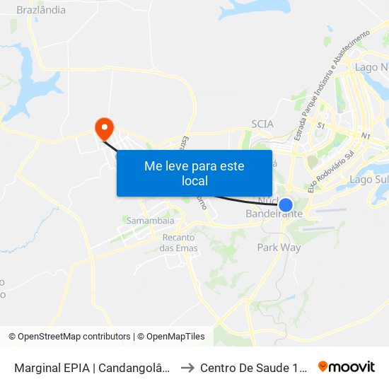 Marginal EPIA Sul | Candangolândia «Oposto» to Centro De Saude 11 De Ceilândia map
