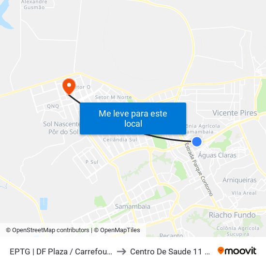 Eptg | Df Plaza / Carrefour / Sam's Club to Centro De Saude 11 De Ceilândia map