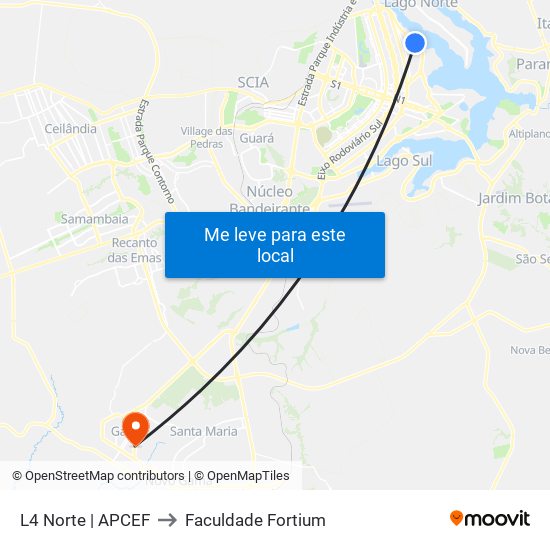 L4 Norte | Apcef to Faculdade Fortium map