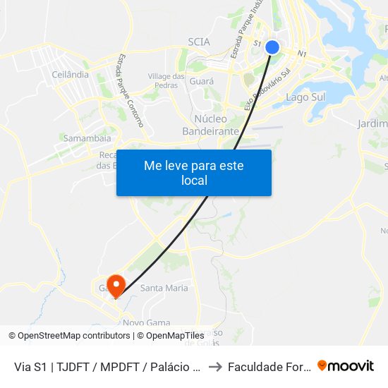 Via S1 | Tjdft / Mpdft / Palácio Do Buriti to Faculdade Fortium map
