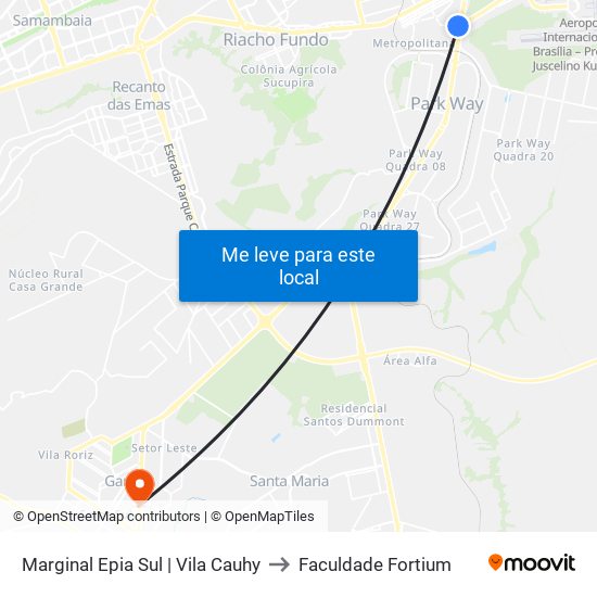 Marginal Epia Sul | Vila Cauhy to Faculdade Fortium map