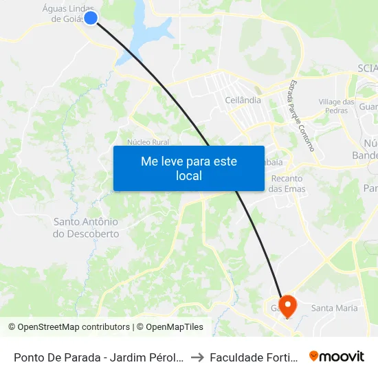 Ponto De Parada - Jardim Pérola II to Faculdade Fortium map