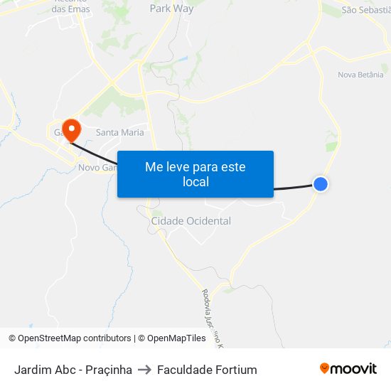 Jardim Abc - Praçinha to Faculdade Fortium map