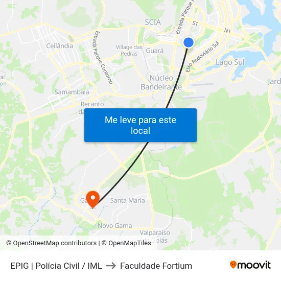 EPIG | Polícia Civil / IML to Faculdade Fortium map