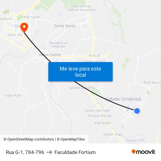 Rua G-1, 784-796 to Faculdade Fortium map