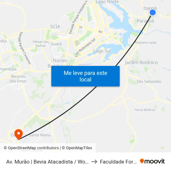 Av. Murão | Bevia Atacadista / World Gym to Faculdade Fortium map