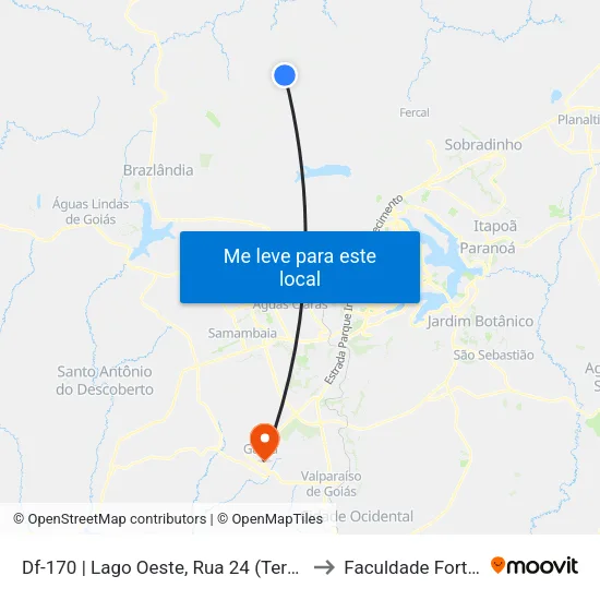 Df-170 | Lago Oeste, Rua 24 (Terminal) to Faculdade Fortium map