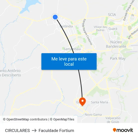 CIRCULARES to Faculdade Fortium map