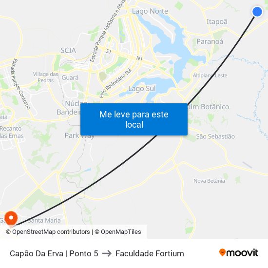 Capão Da Erva | Ponto 5 to Faculdade Fortium map