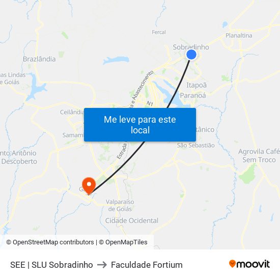 See | Slu Sobradinho to Faculdade Fortium map