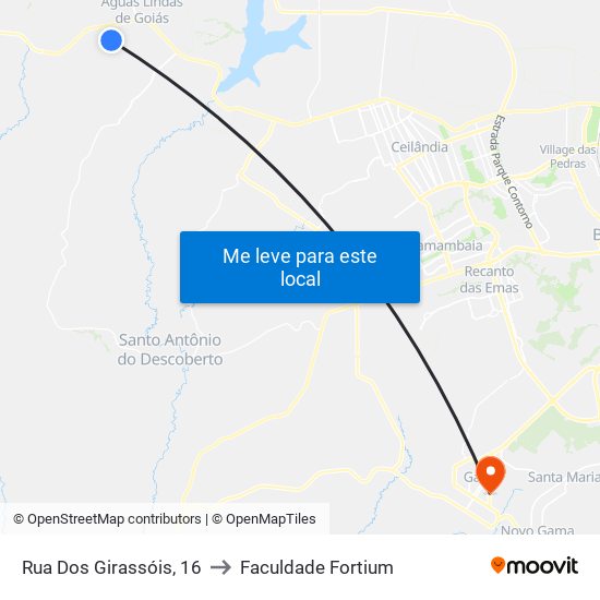 Rua Dos Girassóis, 16 to Faculdade Fortium map