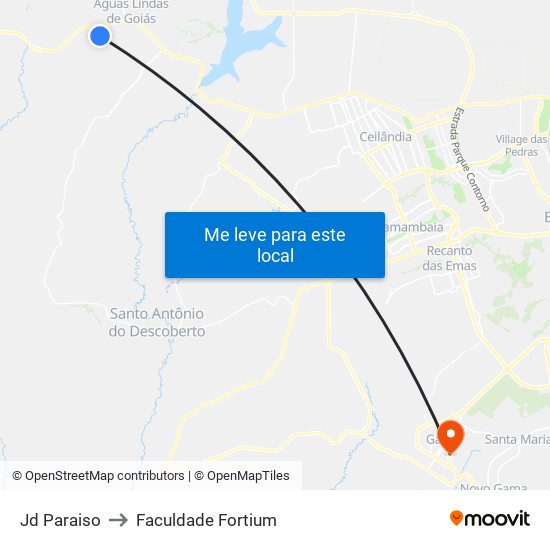 Jd Paraiso to Faculdade Fortium map