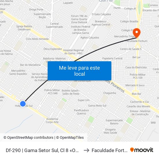 Df-290 | Gama Setor Sul, Cl 8 «Oposto» to Faculdade Fortium map