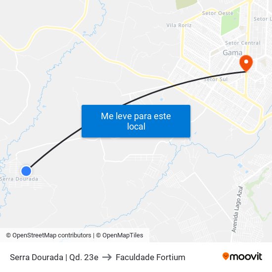 Serra Dourada | Qd. 23e to Faculdade Fortium map