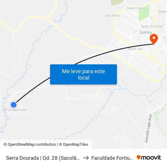 Serra Dourada | Qd. 28 (Sacolão) to Faculdade Fortium map