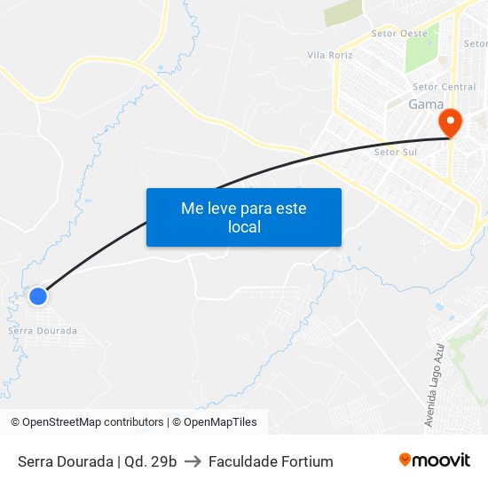 Serra Dourada | Qd. 29b to Faculdade Fortium map