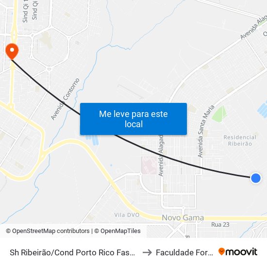 Sh Ribeirão/Cond Porto Rico Fase 3 Q 20 to Faculdade Fortium map