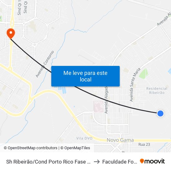 Sh Ribeirão/Cond Porto Rico Fase Q-G-L-5 45 to Faculdade Fortium map