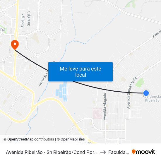 Avenida Ribeirão - Sh Ribeirão/Cond Porto Rico Fase 3 Q 4 (Supermercado Brasil) to Faculdade Fortium map