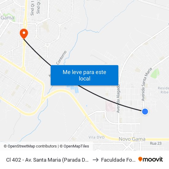Cl 402 - Av. Santa Maria (Parada Do Terminal) to Faculdade Fortium map