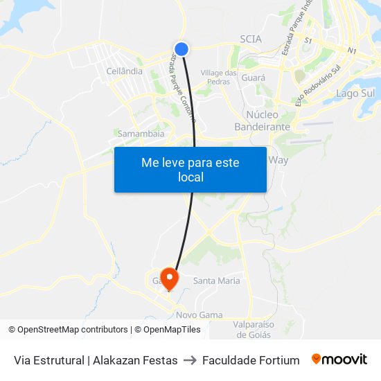 Via Estrutural | Alakazan Festas to Faculdade Fortium map
