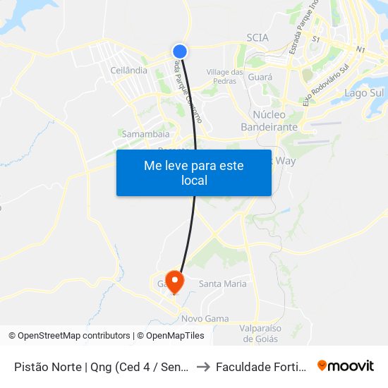 Pistão Norte | Qng (Ced 4 / Senac) to Faculdade Fortium map