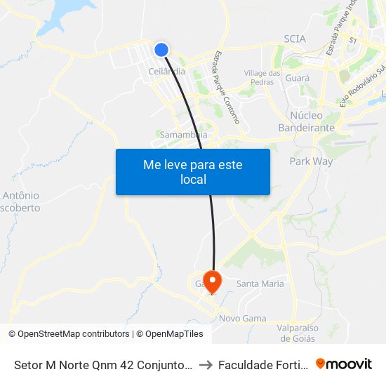 Setor M Norte Qnm 42 Conjunto E, 6 to Faculdade Fortium map